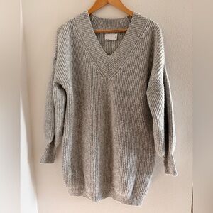 Long Knit V-Neck Women's Sweater
